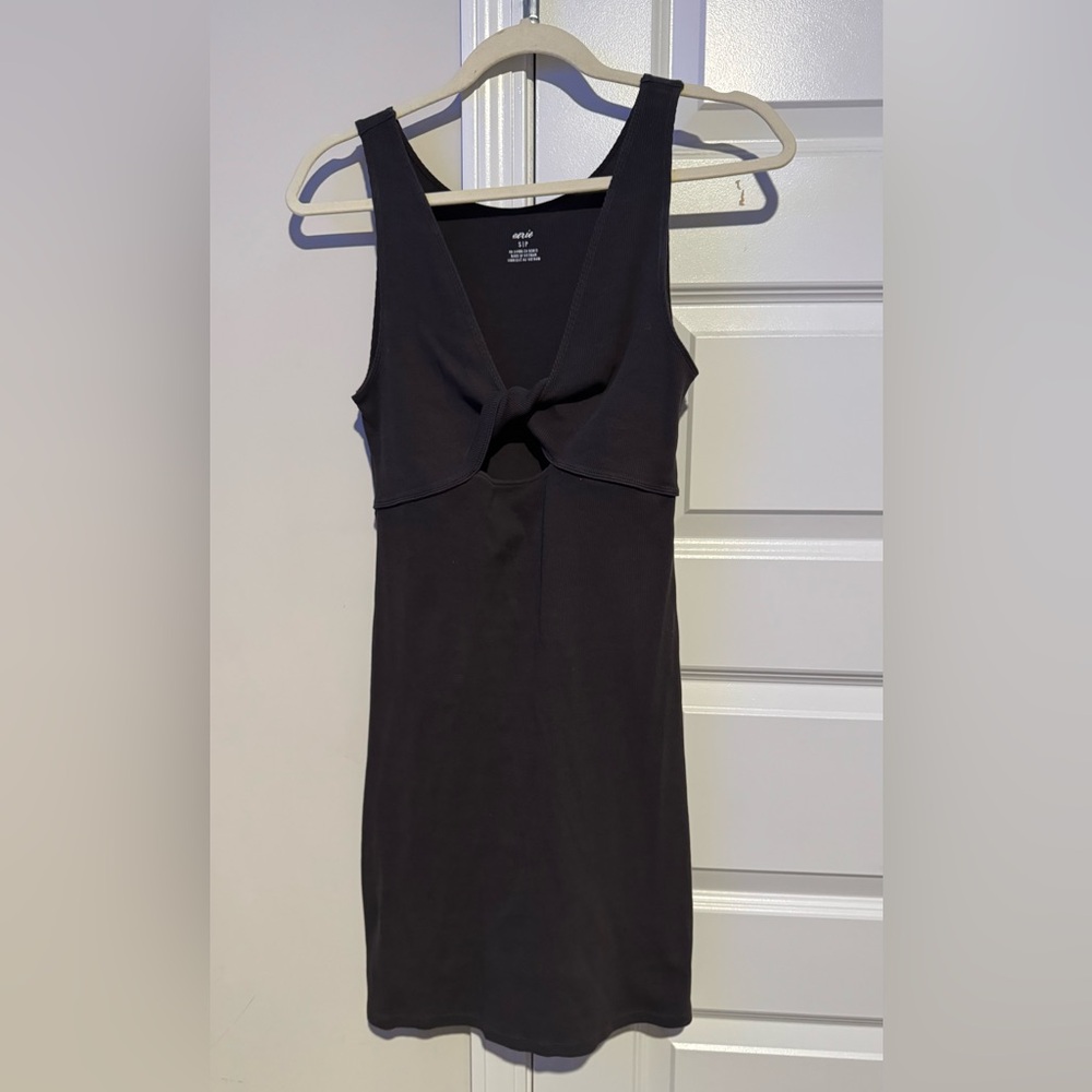 Aerie Charcoal Ribbed Short Dress